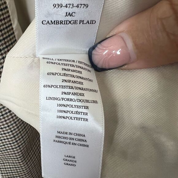 Rails Cambridge Plaid Houndstooth Jac Double Breasted Academia Blazer Large - Picture 15 of 16